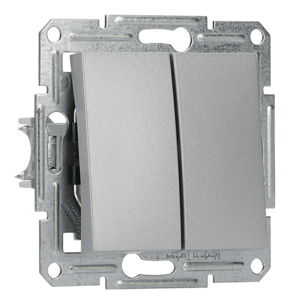 Перемикач 2-клавішний без рамки алюміній Asfora, EPH0600161 - фото №4