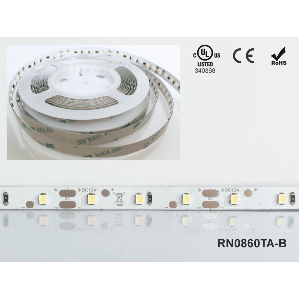 LED стрічка RISHANG 60-2835-12V-IP20 5,5W 490Lm 6000K 5м (RN0860TA-B-W) - фото №1