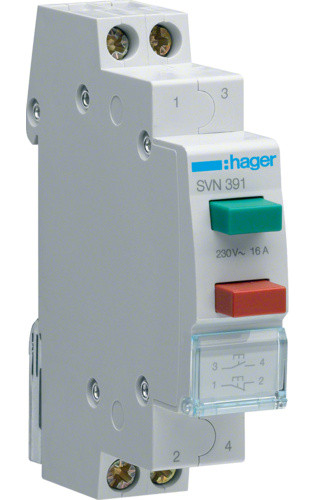 Дві кнопки на DIN-рейку SVN391 1НО+1НЗ