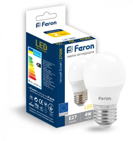 Светодиодная лампа Feron 4914 LB-380 4Вт 2700К G45 Е27 - фото №1