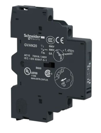 Блок вспомогательных контактов мгновенного действия Schneider Electric GVAN20 для выключателя TeSyS Deca 2НВ - фото №1