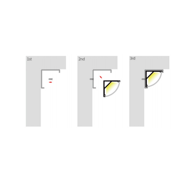 LED-профіль MLG кутовий LP1616 з розсіювачем, 2 метра - фото №3