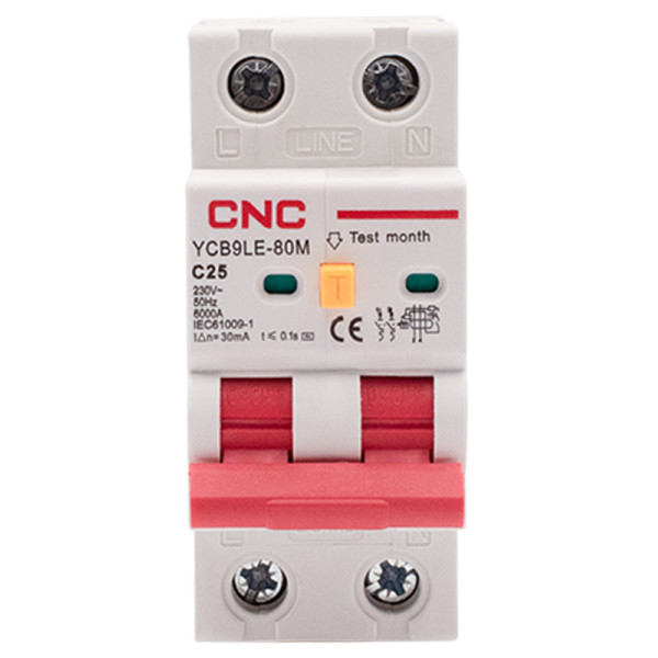 Диференційний вимикач CNC YCB9LE-80M C25А 1Р+N 6кА 30мА (Б00044015) - фото №1