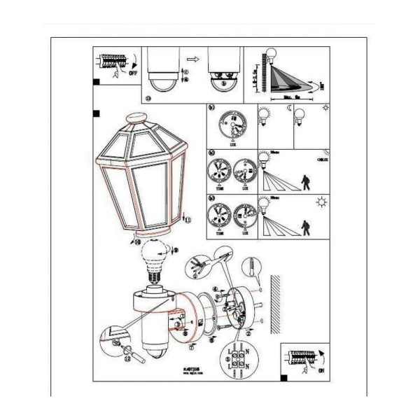 Вуличний світильник Eglo 97257 Monselice E27 1x28W IP44 - фото №1