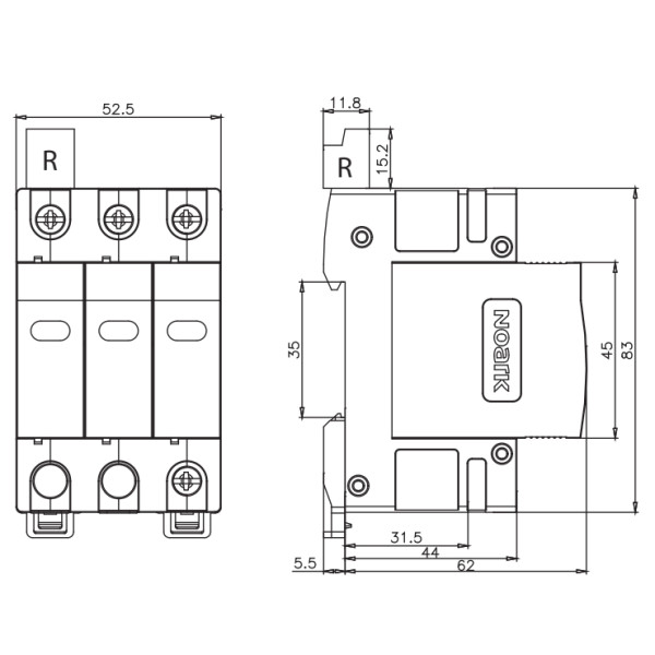 ПЗІП NOARK Ex9UE1+2 1+2 (B+C) 50кА 275В AC 3P (103338) - фото №1