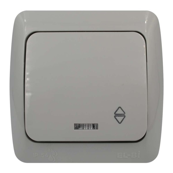 Выключатель EVA серый 1кл проходной с подсветкой IP54 ( 554-011500-210 )