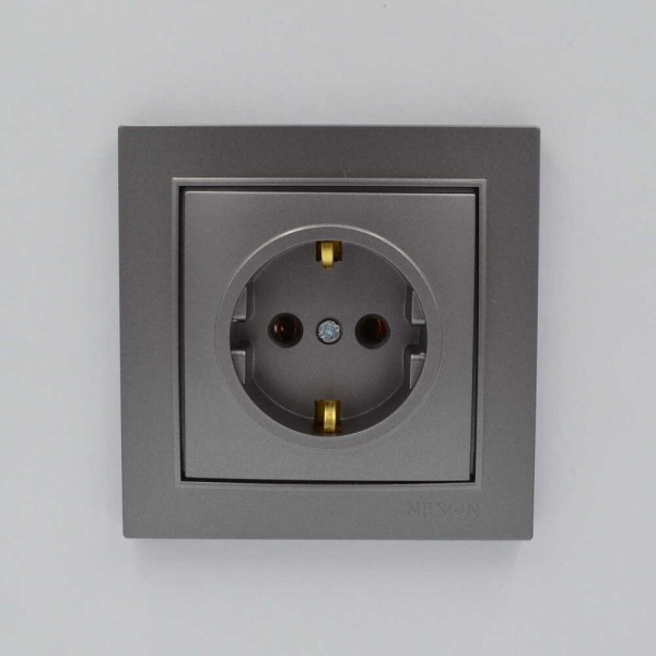 Розетка Nilson Thor антрацит 1-на з заземленням ( 27161017 ) - фото №1