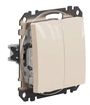 Кнопковий двоклавішний вимикач Schneider Electric Sedna Design & Elements бежевий SDD112118 - фото №1