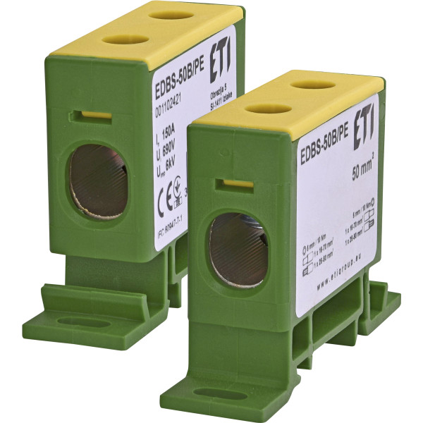 Распределительный блок ETI 001102421 EDBS-50B/PE (150А 16-70мм²) - фото №1