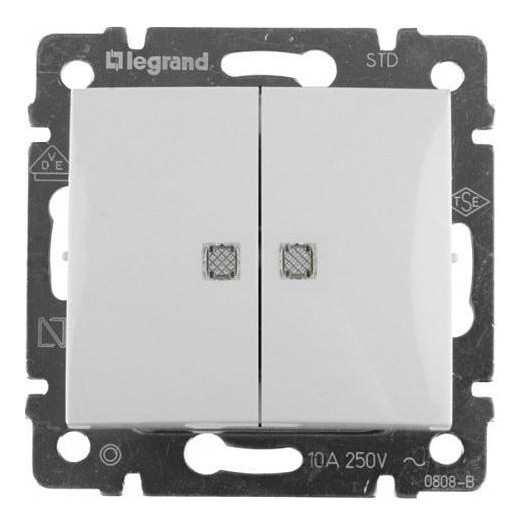 Механизм 2-кл. выключателя Valena с подсветкой белый