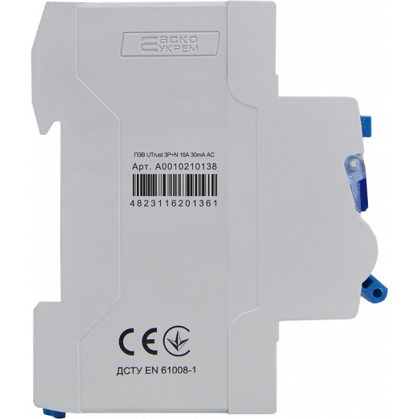 Пристрій захисного відключення Аско-Укрем UTrust 3P+N 16А 30мА АС (A0010210138) - фото №2