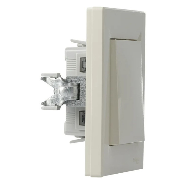 Выключатель 1-клавишный кремовый Asfora, EPH0100123 - фото №4