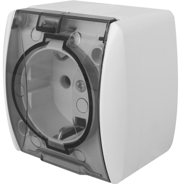 Одинарна розетка E.Next e.aqua.1231.grtз з з/к IP54 кришка (s035058)