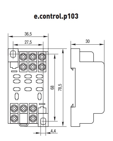 Роз'єм модульний E.Next e.control.p103s 10А на 3 групи контактів - фото №2