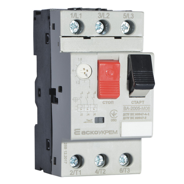 Автомат захисту двигуна Аско-Укрем ВА-2005 М06 1,0-1,6А (A0010050001)