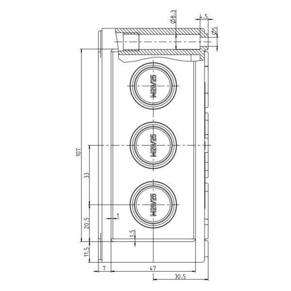 Коробка распределительная Spelsberg PC 1313-7-m (9-M20/25 2-M20 1-M25/32) (sp12740501) - фото №1