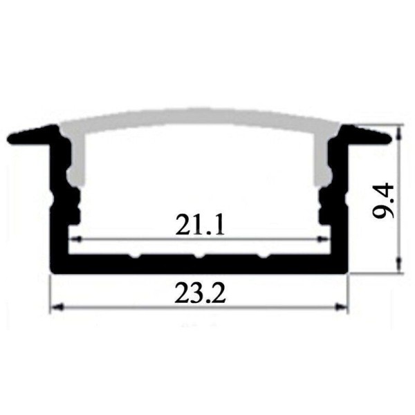 LED-профиль врезной, 2 метра (ЛПВ23_2) - фото №1