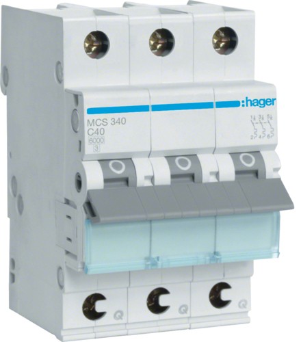 Автоматичний вимикач Hager MCS340 QC 6кА C 40A 3P