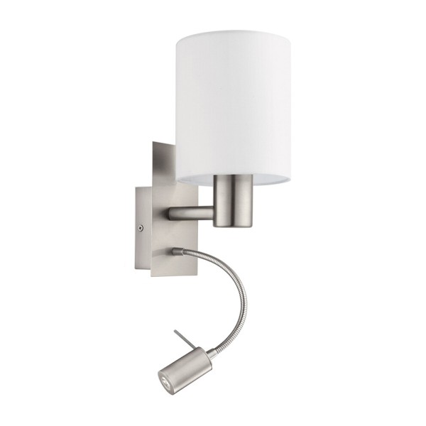 Бра, настенный светильник Eglo 96477 Pasteri E27+LED 1+1x40W+4W IP20 белый