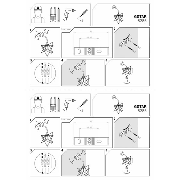 Бра, настінний світильник Nowodvorski 8285 Gstar GU10 1x10W IP20 Bl - фото №3