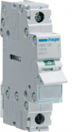 Выключатель нагрузки Hager SBN190 1P 100А/230В 1м