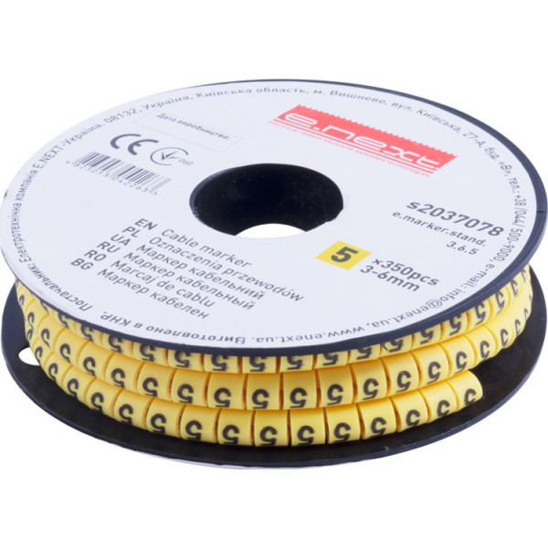 Кабельный маркер E.Next e.marker.stand.3.6.5 3-6 кв.мм 5 350шт (s2037078)