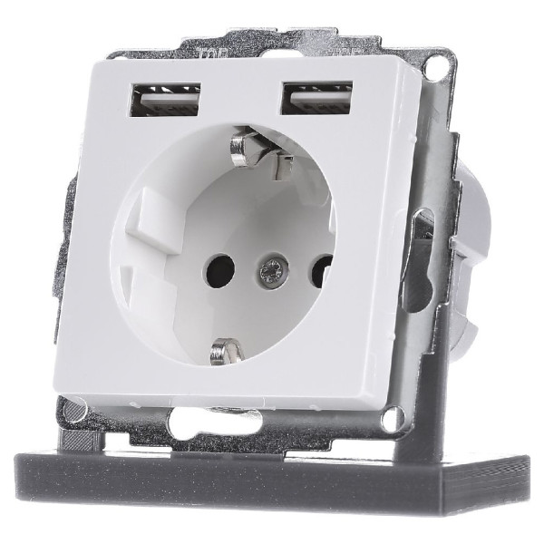 USB розетка Schuko Schneider Electric Merten System M MTN2366-0319 2 USB (полярно белый) - фото №1
