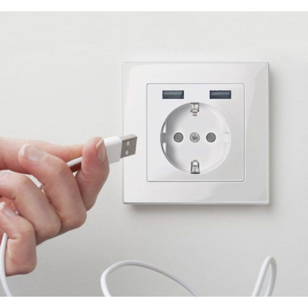 USB розетка Schuko Schneider Electric Merten System M MTN2366-0319 2 USB (полярно белый) - фото №4