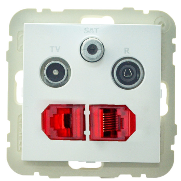 Розетка Logus 21546 TBR R-TV-SAT-2xRJ45 (Cat.6) белая