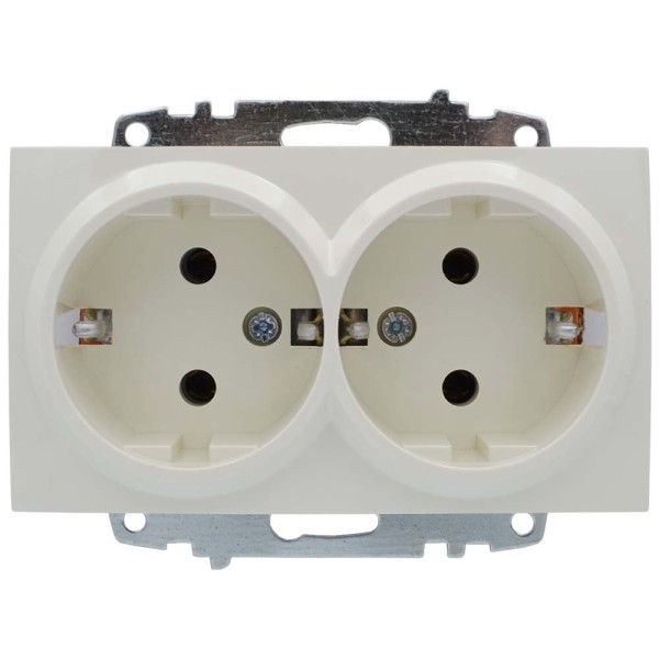 Розетка ELBI ZENA кремова 2-на з заземленням без рамки ( 609-010300-907 )