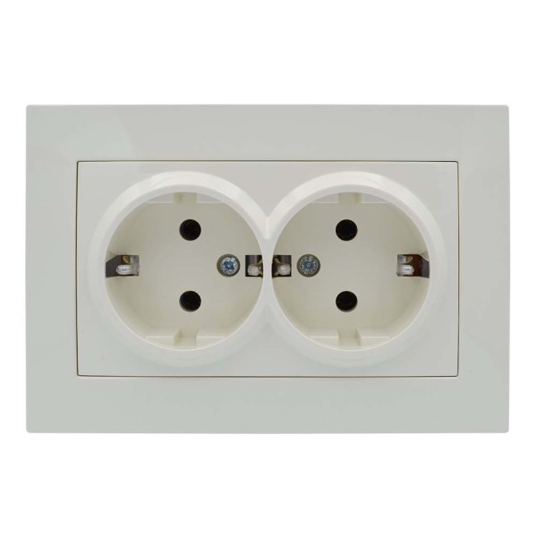 Розетка ELBI ZENA кремова 2-на з заземленням без рамки ( 609-010300-907 ) - фото №1