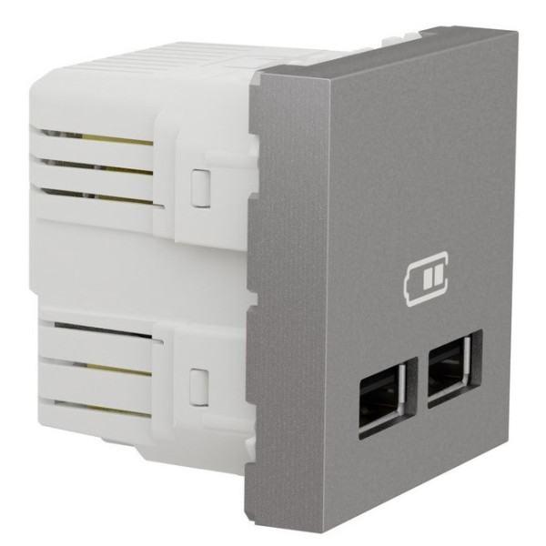 Двойная USB розетка Schneider Electric NU341830 2.1А 2М (алюминий) - фото №1