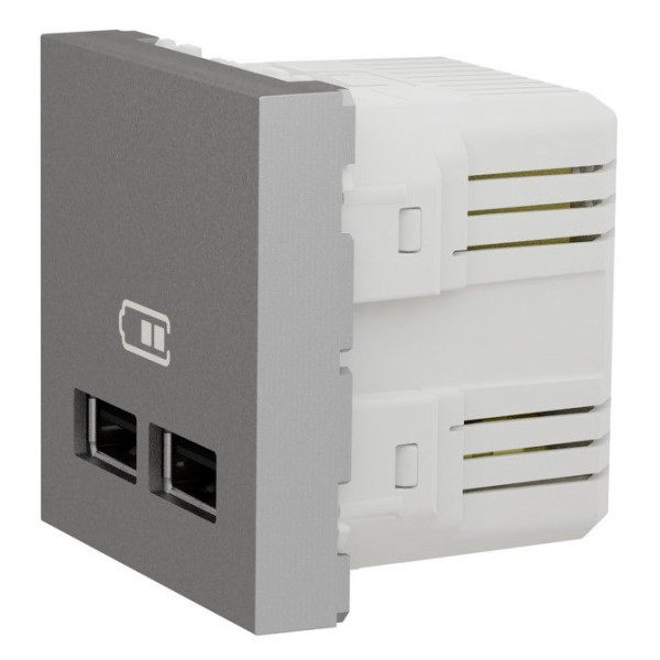 Двойная USB розетка Schneider Electric NU341830 2.1А 2М (алюминий) - фото №4