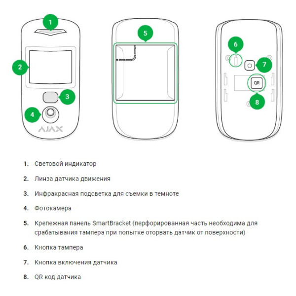 Беспроводной датчик выявления движения Ajax 15711 MotionCam с фотофиксацией (белый) - фото №3