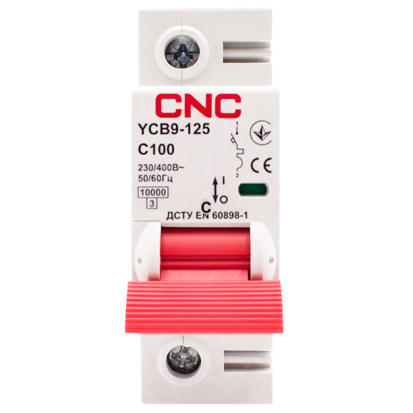 Автоматичний вимикач CNC YCB9-125 1Р 100А 10kA C