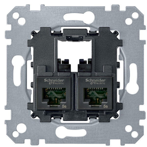 Механизм компьютерной розетки RJ-45 2-П cat.5e UTP Merten, MTN4575-0002
