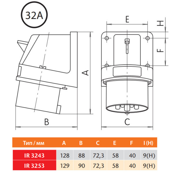 Настінна силова вилка Sez IR3253 - фото №1