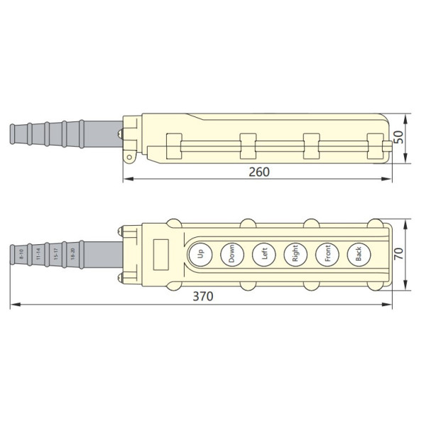 Тельферный пост Chint NP3-3 на 6 кнопки IP65 (586053) - фото №1