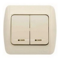 Выключатель ELBI ZIRVE Fixline кремовый 2кл с подсветкой (501-010301-203)