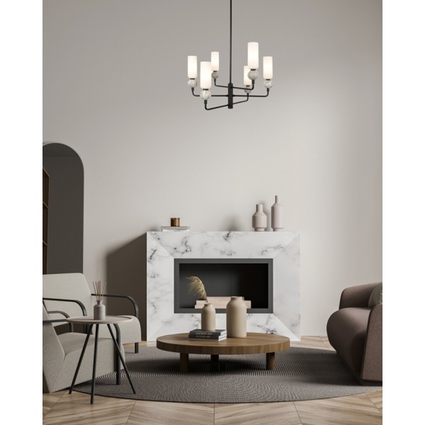Люстра Italux PND-95331-6-BK Santos G9 6x40W IP20 чорна - фото №1