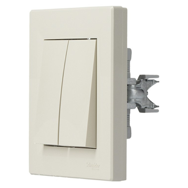 Перемикач 2-клавішний кремовий Asfora, EPH0600123 - фото №1