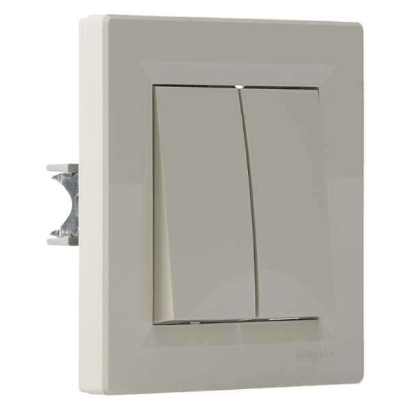 Перемикач 2-клавішний кремовий Asfora, EPH0600123 - фото №4