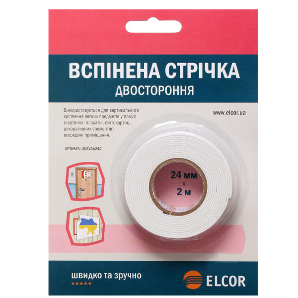 Вспененная двусторонняя лента Elcor 40206775 UNEVAb242 24мм (2м)