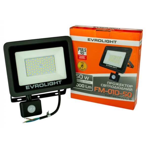 Светодиодный прожектор Evrolight FM-01D-50 50Вт 6400К с датчиком движения (57051) - фото №3