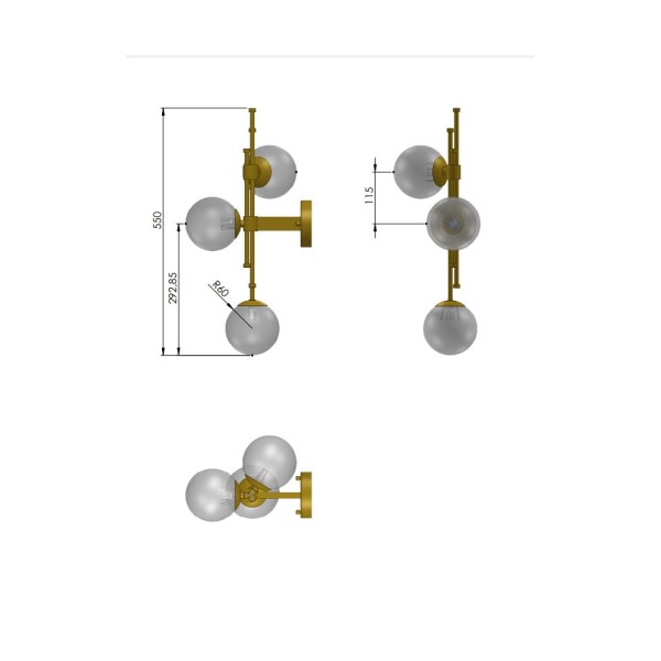 Бра, настінний світильник Pikart 31041-3 G9 3x60W IP20 - фото №2