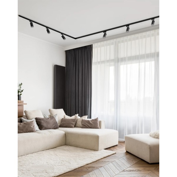 Комплект трековых светильников Goldlux 321633 Paris 2м GU10 6x10W IP20 1-фазный черный - фото №1