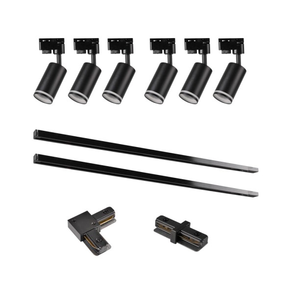 Комплект трековых светильников Goldlux 321633 Paris 2м GU10 6x10W IP20 1-фазный черный - фото №2