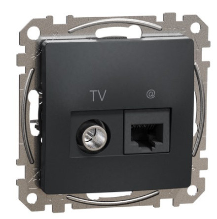 Кінцева TV-розетка Schneider Electric Sedna Design & Elements + RJ45 кат. 6 UTP чорна SDD114469T