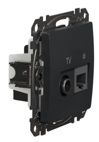 Кінцева TV-розетка Schneider Electric Sedna Design & Elements + RJ45 кат. 6 UTP чорна SDD114469T - фото №1