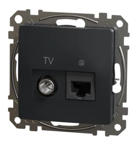 Кінцева TV-розетка Schneider Electric Sedna Design & Elements + RJ45 кат. 6 UTP чорна SDD114469T - фото №4